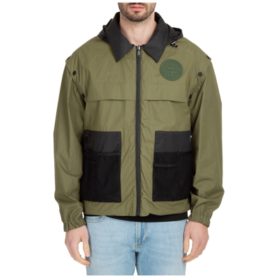 Fendi Reversible Khaki Coated Cotton Backpack Jacket In Green