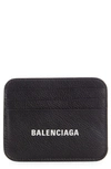 Balenciaga Cash Logo Leather Card Holder In Black/ L White