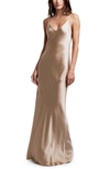L Agence Serita Silk Charmeuse Maxi Slipdress In Cappuccino