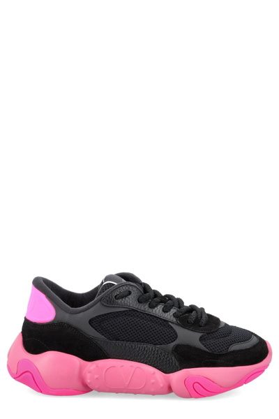 Valentino Garavani Garavani Bubbleback Panelled Sneakers In Black/neon Pink