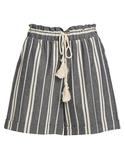 8 By Yoox Striped Cotton Paperbag Shorts Woman Shorts & Bermuda Shorts Blue Size 6 Cotton