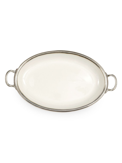 Arte Italica Tuscan Handled Oval Platter In White