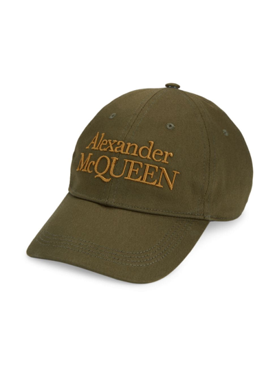 Alexander Mcqueen Mcqueen Logo Stacked Baseball Hat In Kaki Beige