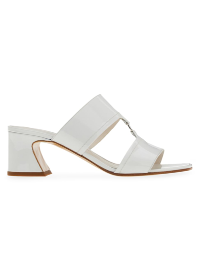 Ferragamo Tot 55 Woman Sandals White Size 7 Calfskin In Animal Print