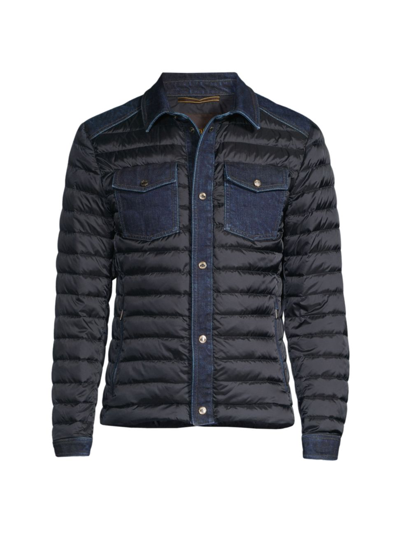 Moorer Quilted Down Shirt Jacket In Blue