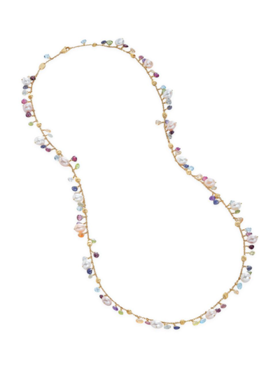 MARCO BICEGO WOMEN'S PARADISE PEARL 18K GOLD, PEARL & GEMSTONE HAND-ENGRAVED LONG NECKLACE