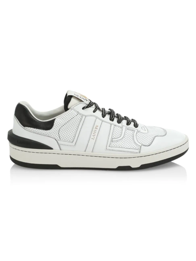 Lanvin Perforated-panel Leather Sneakers In White Black