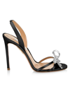 Aquazzura Babe 105 Embellished Satin Sandals In Black
