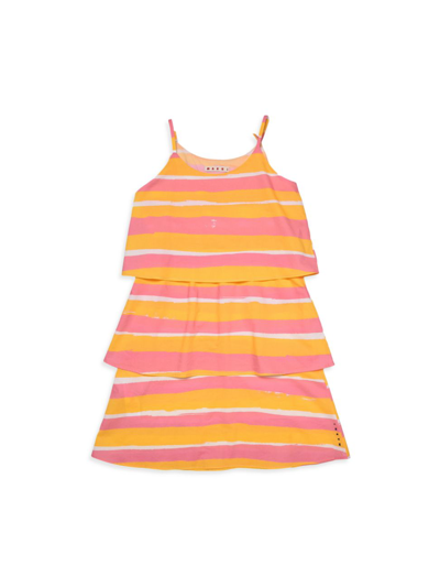 Marni Kids' Little Girl's & Girl's Tiered Stripe Dress In Pink