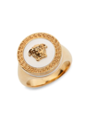 Versace Round Medusa Ring In Gold+white