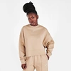 Nike Women's Sportswear Collection Essentials Oversized Fleece Crewneck Sweatshirt In Hemp/white
