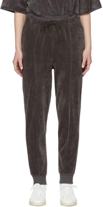 Essentials Black Velour Lounge Pants In Iron