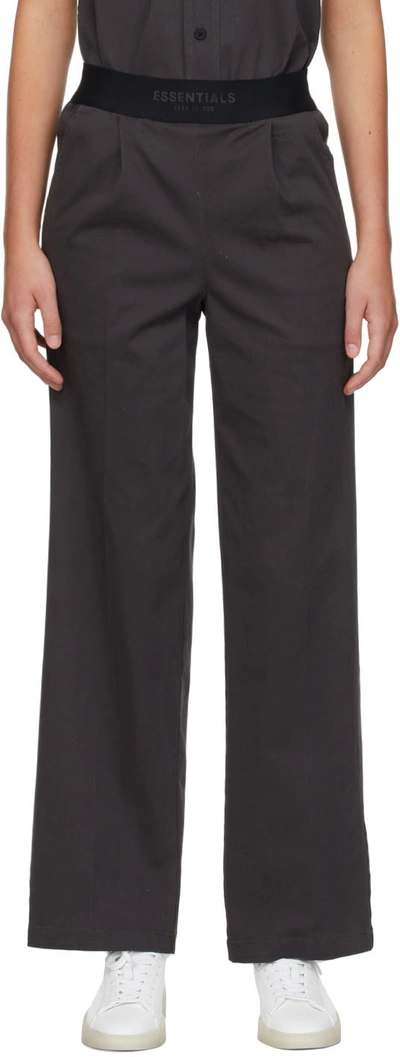Essentials Black Twill Relaxed Lounge Pants In Iron