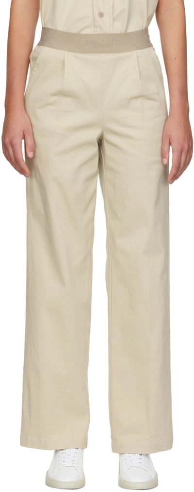 Essentials Beige Twill Relaxed Lounge Pants In Wheat