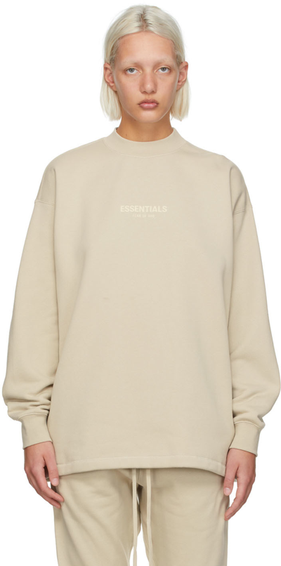 Essentials Beige Relaxed Crewneck Sweatshirt In Wheat