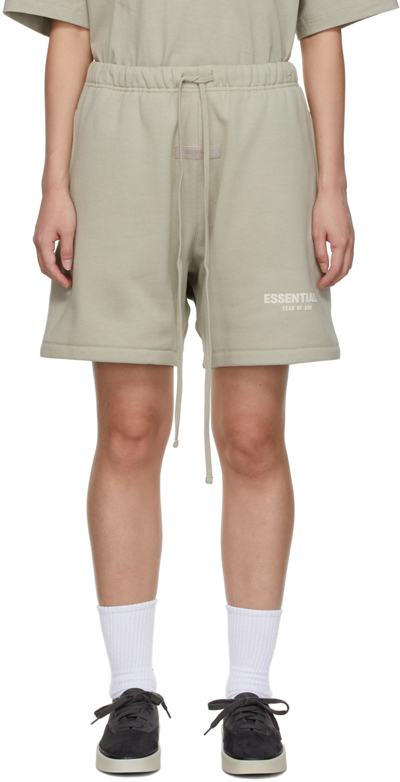 Essentials Green Fleece Shorts In Seafoam