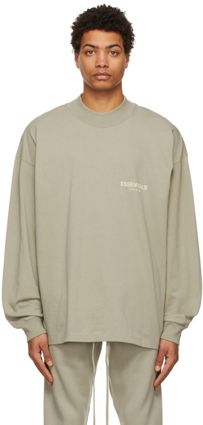 Essentials Green Cotton Jersey Long Sleeve T-shirt In Seafoam