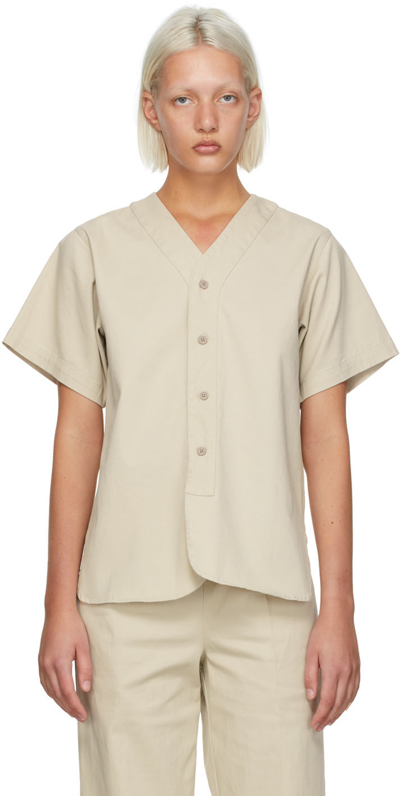 Essentials Beige Cotton Boy Scout Shirt In Wheat