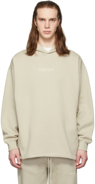 Essentials Beige Relaxed Hoodie In Canary