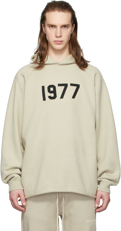 Essentials Beige Knit '1977' Hoodie In Wheat