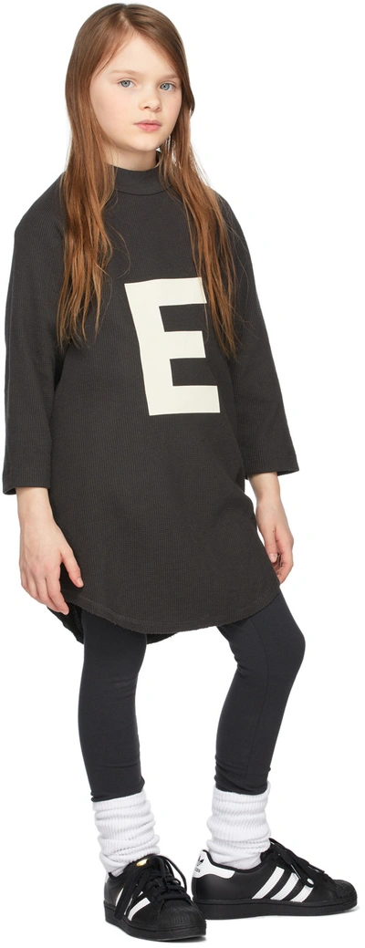 Essentials Kids Black Big E Three-quarter Sleeve T-shirt In Iron