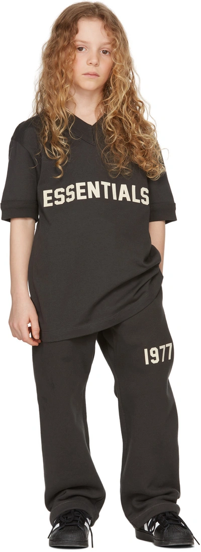 Essentials Kids Black '1977' Relaxed Lounge Trousers In Iron