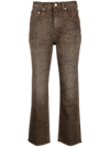 Golden Goose Faded Leopard-print Kick Flare Jeans In Brown