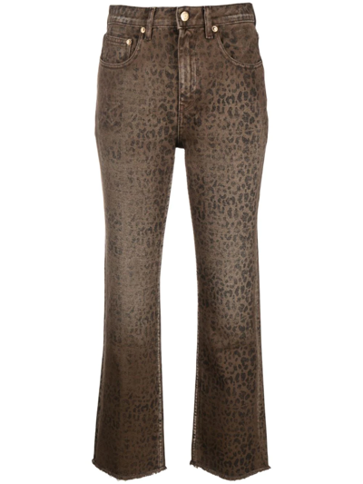 GOLDEN GOOSE FADED LEOPARD-PRINT KICK FLARE JEANS