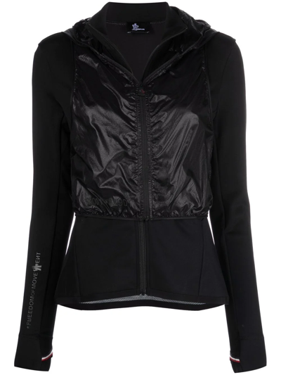 Moncler Panelled-bodice Hooded Jacket In Black