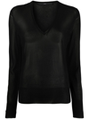 Sapio Lamé-effect V-neck Jumper In Black