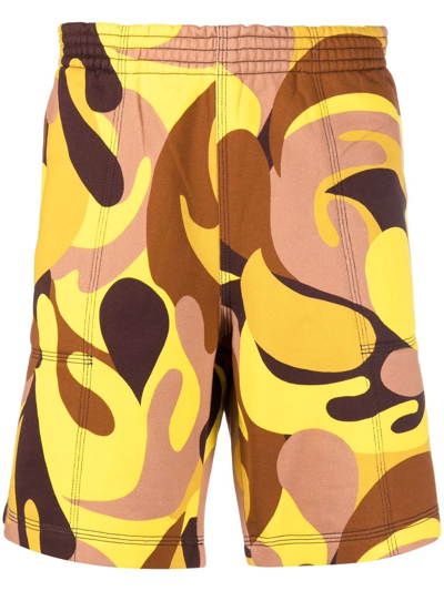 Marni Abstract-print Track Shorts In Yellow