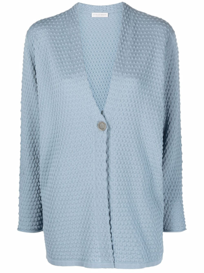 Le Tricot Perugia Textured Button-front Cardigan In Blue