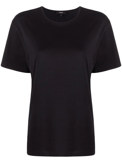 Theory Short-sleeved Pima Cotton T-shirt In Schwarz