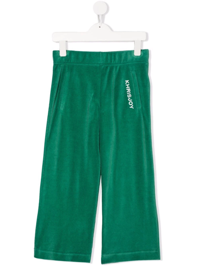 Khrisjoy Kids' Logo-print Elasticated-waistband Trousers In Green