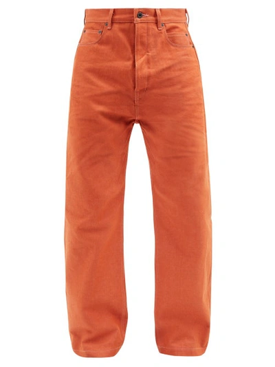 Rick Owens Geth High Waist Wide Leg Jeans In Orange