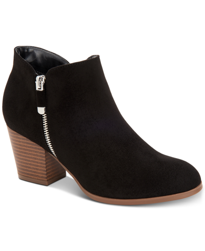 Style & Co Masrinaa Ankle Booties, Created For Macy's Women's Shoes In Black Microsuede