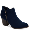 Style & Co Masrinaaf Womens Zipper Block Heel Booties In Navy