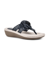 Cliffs By White Mountain Cynthia Womens Dressy Floral Design Thong Sandals In Navy Smooth