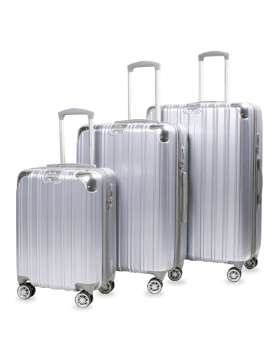 American Green Travel Melrose S Anti-theft Hardside Spinner Luggage, Set Of 3 In Silver-tone