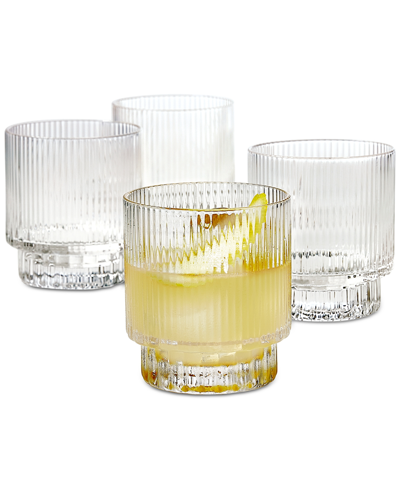 Hotel Collection Fluted Double Old-fashioned Glasses, Set Of 4, Created For Macys In Clear