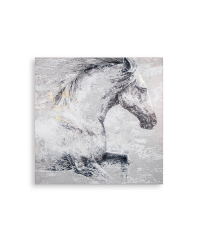Art For The Home Classic Horse Printed Canvas Wall Art In Gray/white