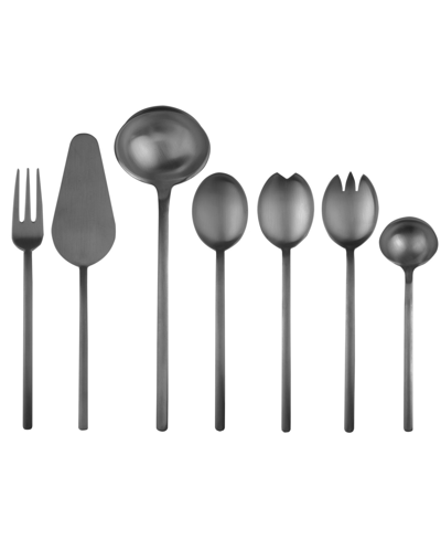 Mepra Due Ice Oro Nero Serve Set, 7 Piece In Black