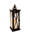 JH SPECIALTIES INC/LUMABASE LUMABASE WARM BLACK CRISS CROSS METAL LANTERN WITH LED CANDLE