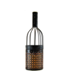 JH SPECIALTIES INC/LUMABASE LUMABASE BLACK WINE BOTTLE METAL LANTERN WITH LED CANDLE