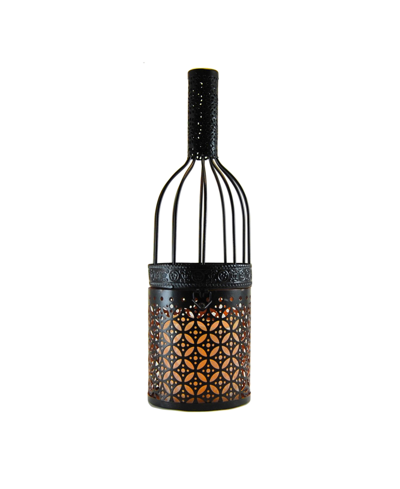 Jh Specialties Inc/lumabase Lumabase Black Wine Bottle Metal Lantern With Led Candle