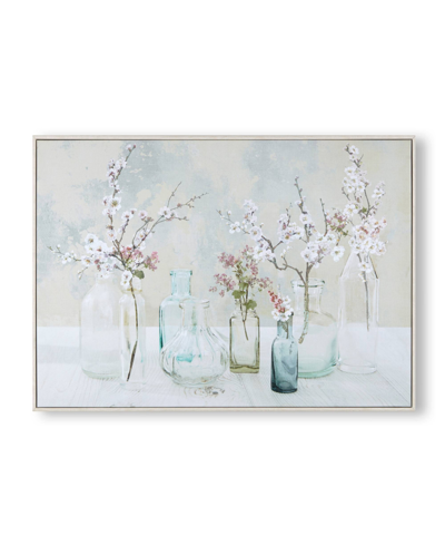 Art For The Home Apple Blossom Bottles Framed Canvas Wall Art In Off White