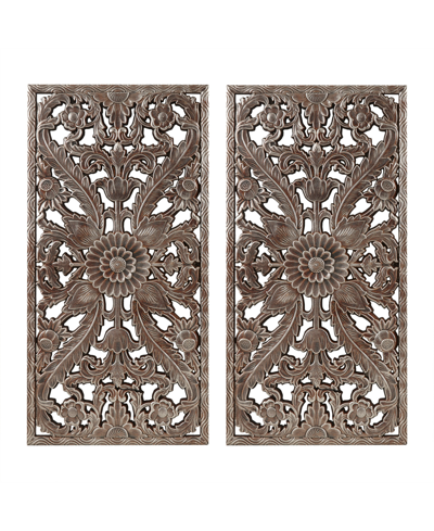 Madison Park Botanical Panel Carved Wall Set, 2 Piece In Antique Silver-tone