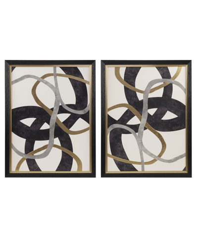 Martha Stewart Collection Moving Midas Abstract Foil Framed Canvas Set, 2 Piece In Black