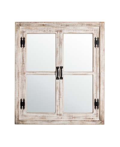 Glitzhome Oversized Farmhouse Wood Window Frame Wall Mirror In Open White