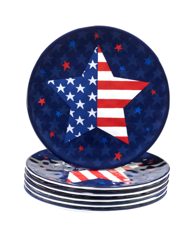 Certified International Stars And Stripes Melamine Plate Set, 6 Piece In Red